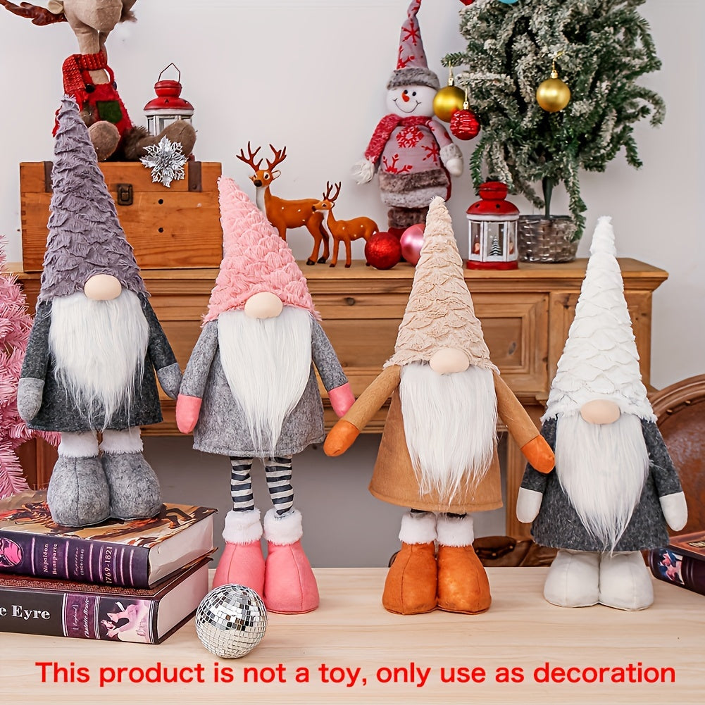 1pc Christmas decorations: Faceless elderly man telescopic plush doll for Christmas parties.