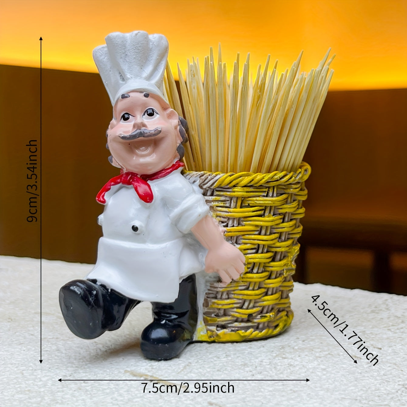 1 Pack of Chef Figurine Toothpick Holder made of ABS Resin - Perfect Tabletop Decor for Kitchen and Dining, Great Gift for Father's Day, Mother's Day, Graduation, or National Freedom Day