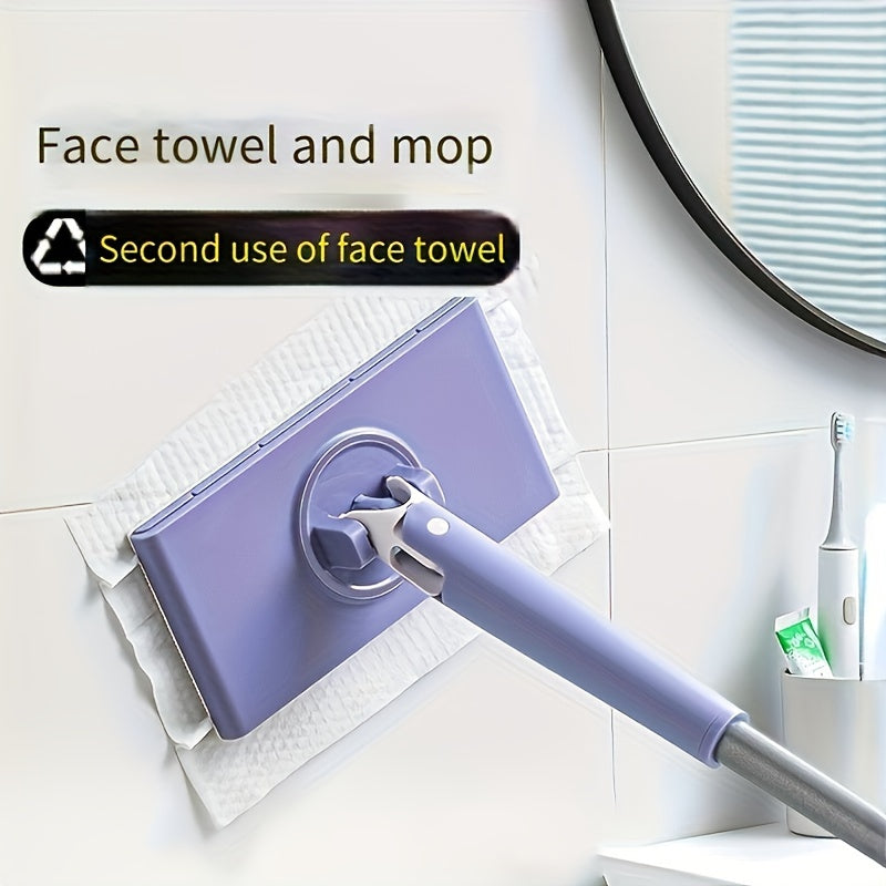 This 5-piece set includes 1 mop and 4 cloth 2-in-1 magical mop and face towels. Say goodbye to manually replacing tissues with this convenient mini plastic mop that provides seamless cleaning. Keep your hands clean and dust-free with this handy set