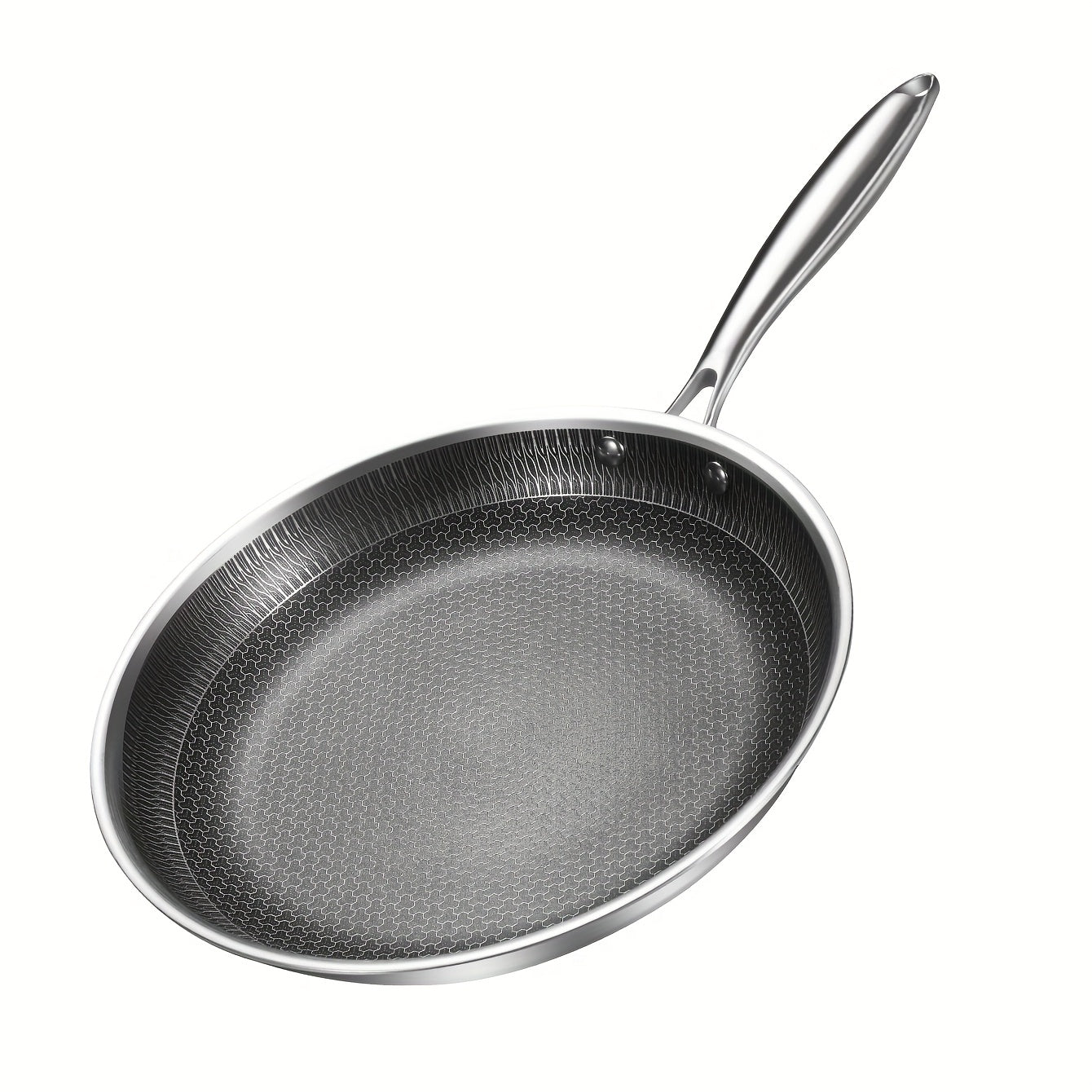 Stainless Steel Non-Stick Frying Pan - Available in Multiple Sizes (19.81cm, 23.88cm, 27.94cm) - Hand wash recommended - Suitable for Smooth Surface Induction Cooktops - Durable Kitchen Cookware for Gas, Eggs, Pancakes, and Steaks.