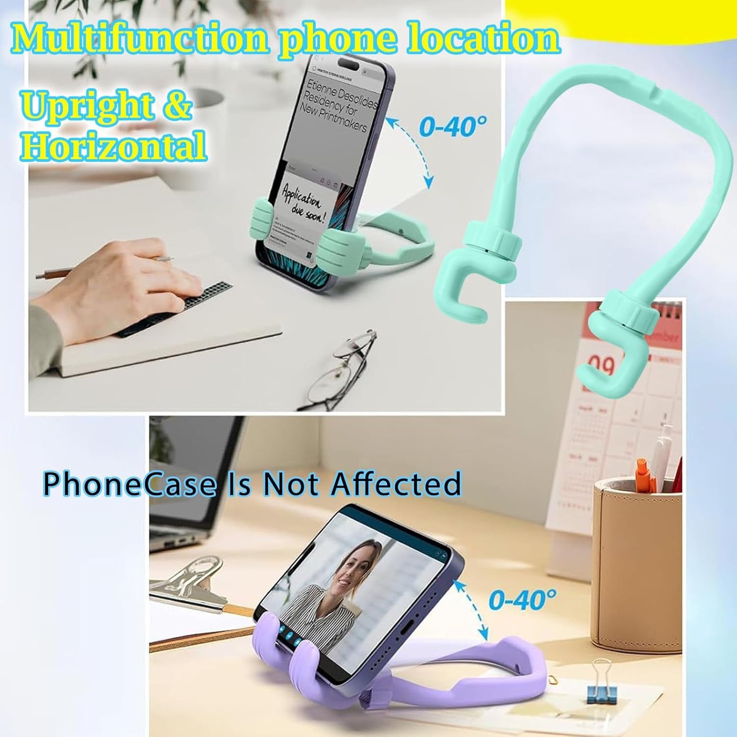 Lazy Bracket Phone Holder with 360° Rotation, Upgraded Design, Adjustable Desktop Gadget, Portable and Stylish. Ideal Gift for Phones and Tablets. Made of Sturdy Plastic. Packaged in a Gift Box. Requires No Electricity.