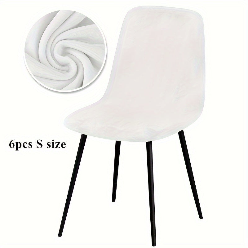 Arc-shaped short back chair slipcover made of velvet fabric, suitable for bar chairs in dining rooms and home offices.