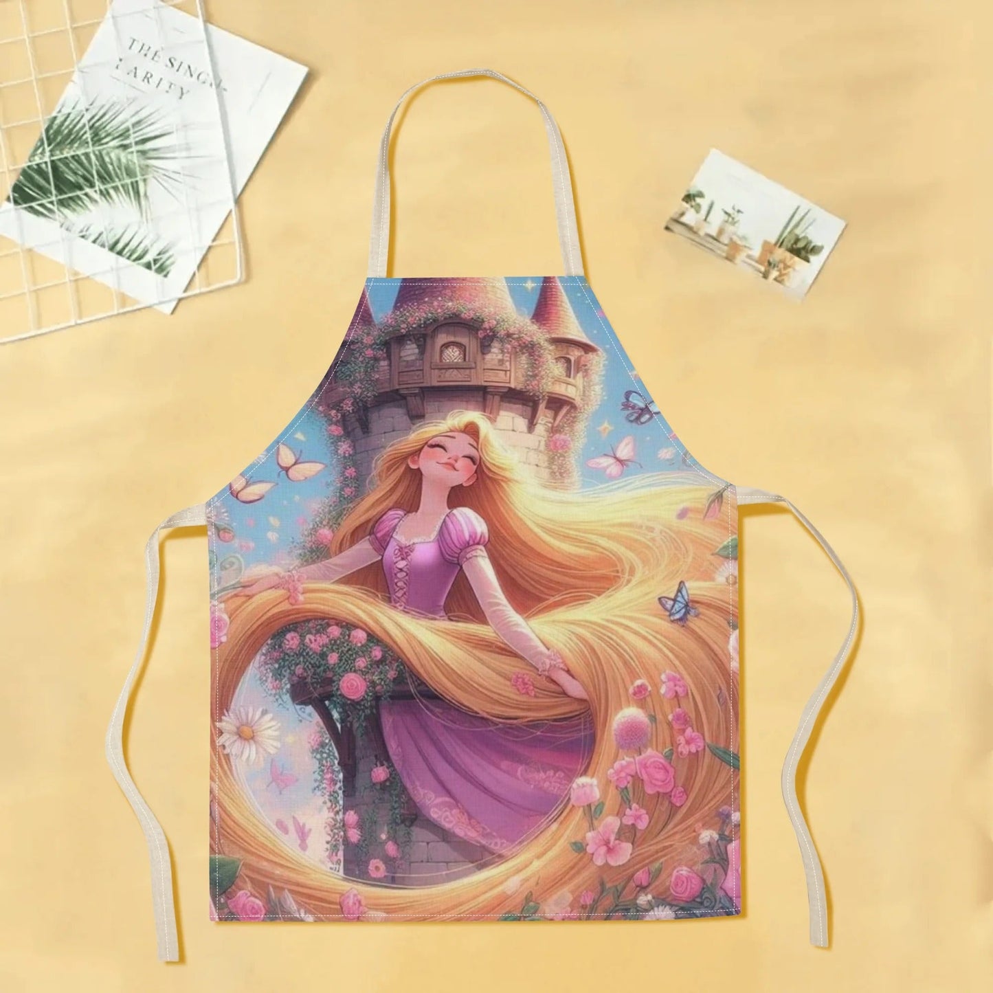 Waterproof Cinderella-themed apron from Disney with a vibrant cartoon print, made of durable polyester, perfect for use at home, hotels, restaurants, and more.