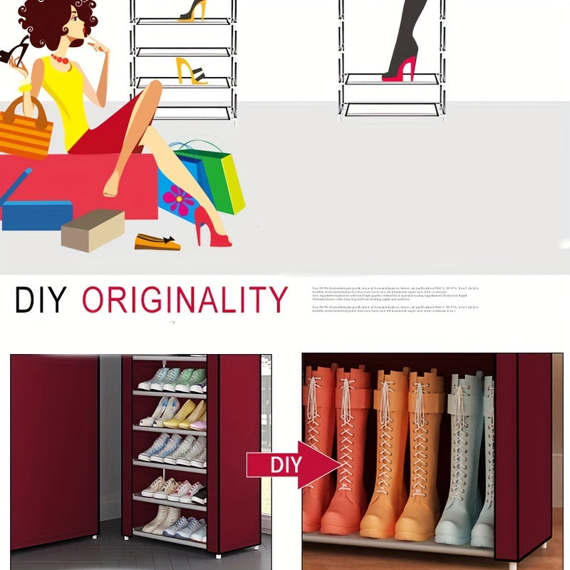 Canvas shoe organizer with multiple layers and a lid - detachable and dustproof storage cabinet for organizing shoes at home. Can also be used as a shoe rack for independent storage.