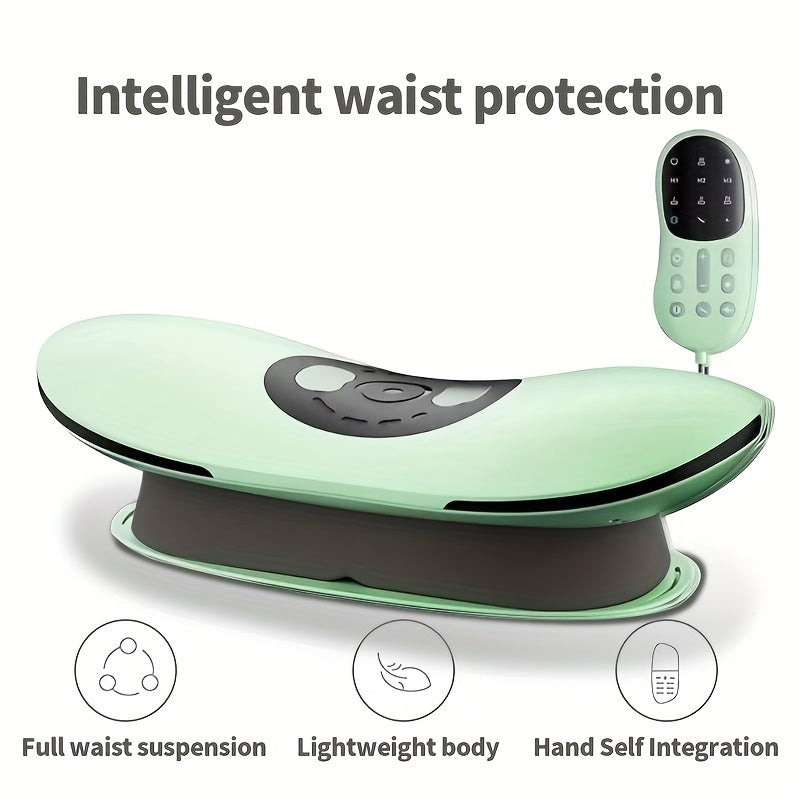 Portable electric lumbar traction device with heat, vibration, and USB rechargeable feature - perfect for home or office use, a great gift for both men and women.