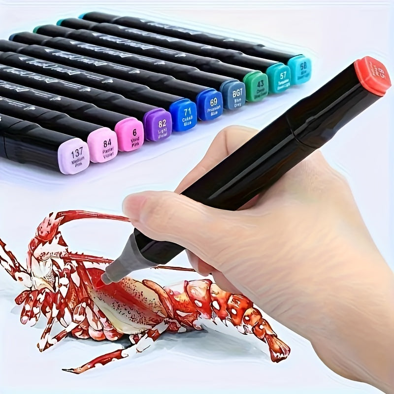 Alcohol-based felt pens for manga sketching, dual brush art markers set, perfect Easter gift.