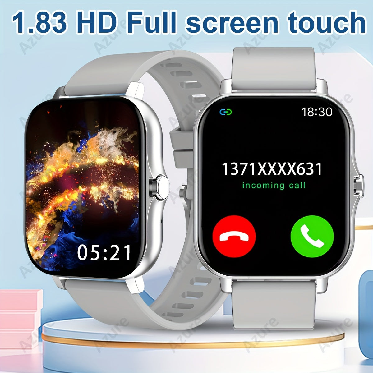 2024 New 1.83 Inch Full Screen Touch Sports Smart Watch for Men and Women with Wireless Call/Message Reminder and Multiple Sports Modes. Features include phone answering/making calls