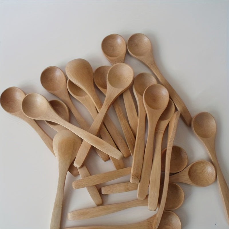 Set of 10 Wooden Long Handle Spoons - Ideal for Enjoying Home Coffee and Crafting Creative Dishes