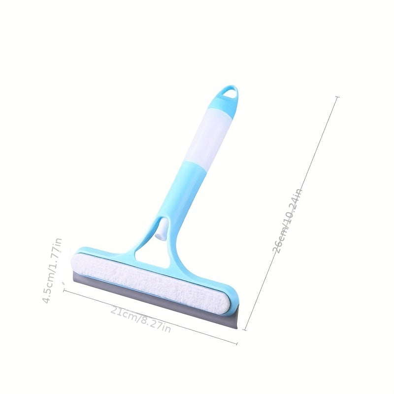 Multi-functional glass cleaning tool with sprinkler and mirror/window scraper, made of polypropylene plastic. Ideal for various areas in the home.