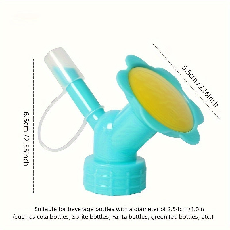 Dual purpose spray tip for soda and beverage bottles, perfect for flowers and gardening, comes in random colors.