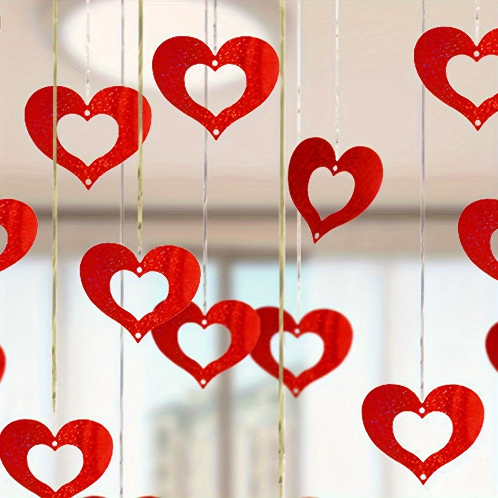 70pcs Sparkling Heart & Star Sequin Hanging Decorations - Perfect for Weddings, Birthdays, Bedroom Ambiance | Durable, Easy-to-Hang Plastic, No Power Needed, Wedding Decor.