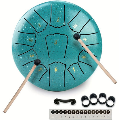 Ethereal Drum Steel Tongue 6-inch 11-note Tambourine in D Key, Portable&Mini with Crisp Sound, Suitable for Beginners, Eid Al-Adha Mubarak