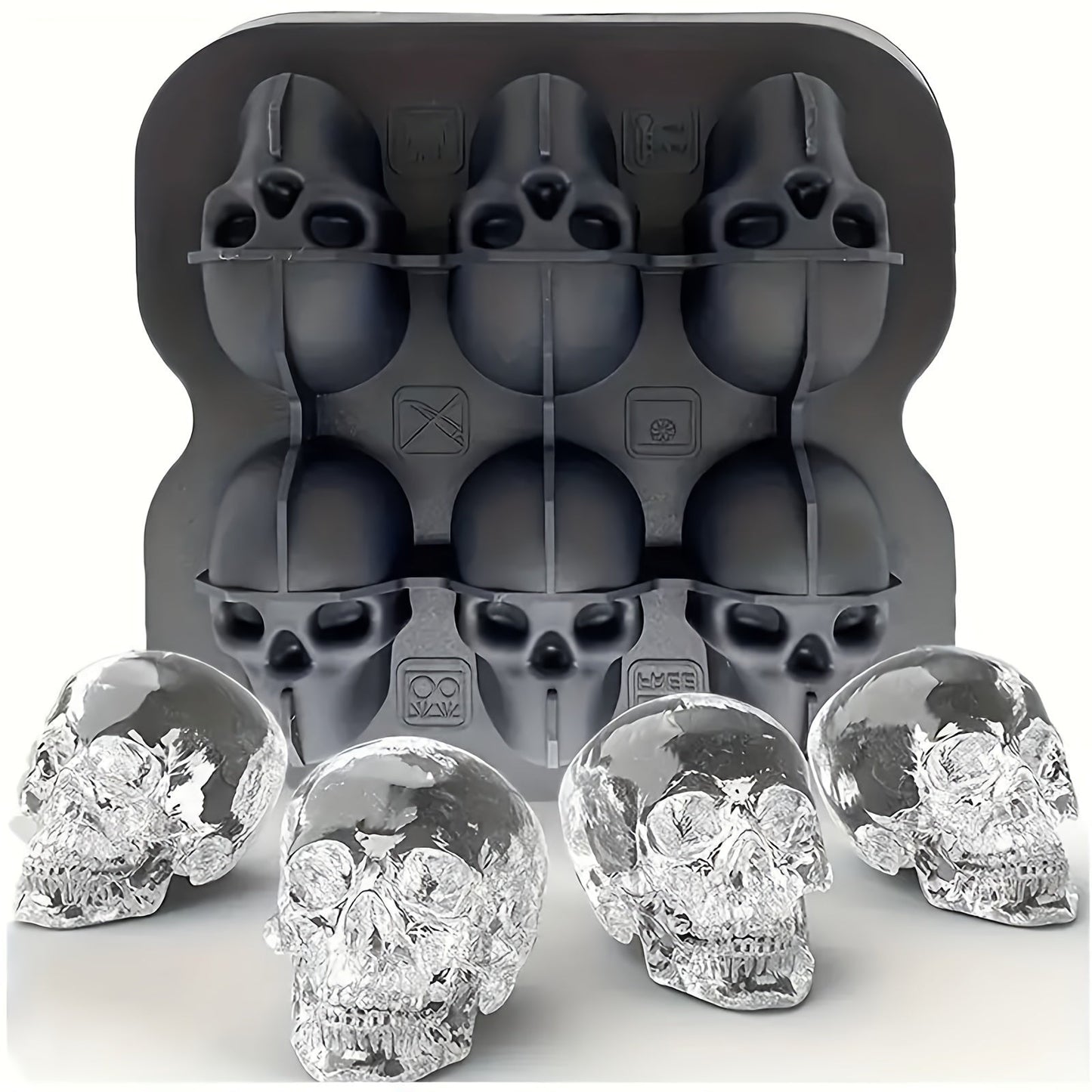 1pc Skull Shaped Silicone Ice Cube Tray - Versatile Mold for Whiskey, Cocktails, Chocolate, and Jello - Easy Release, BPA-Free - Ideal for Holiday Celebrations such as Christmas, Halloween, Easter, and Hanukkah