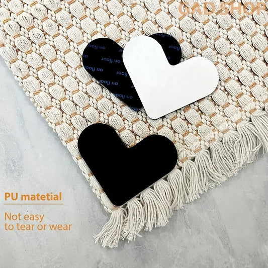 Set of 4 Heart-shaped Anti-slip Sticker Floor Mat Fixing Stickers for Carpet with Grip Tape