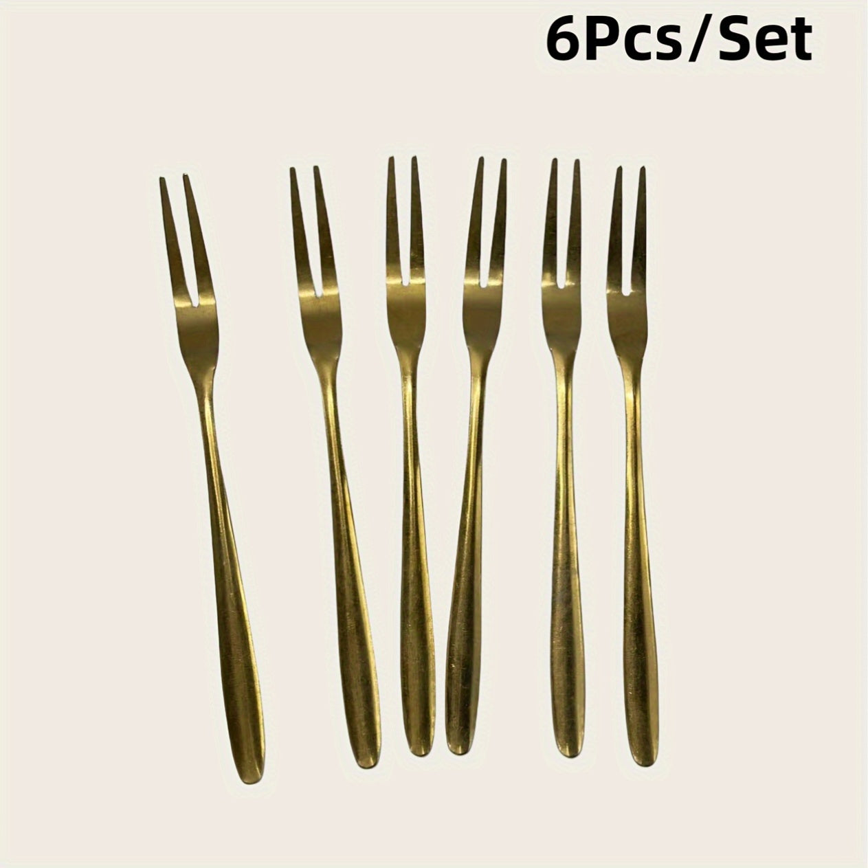 6-Piece Stainless Steel Dessert Forks with Carved Design - Ideal for Appetizers, Cheese, Fruits, Salad, and Small Bites - Durable Restaurant-Grade Utensils