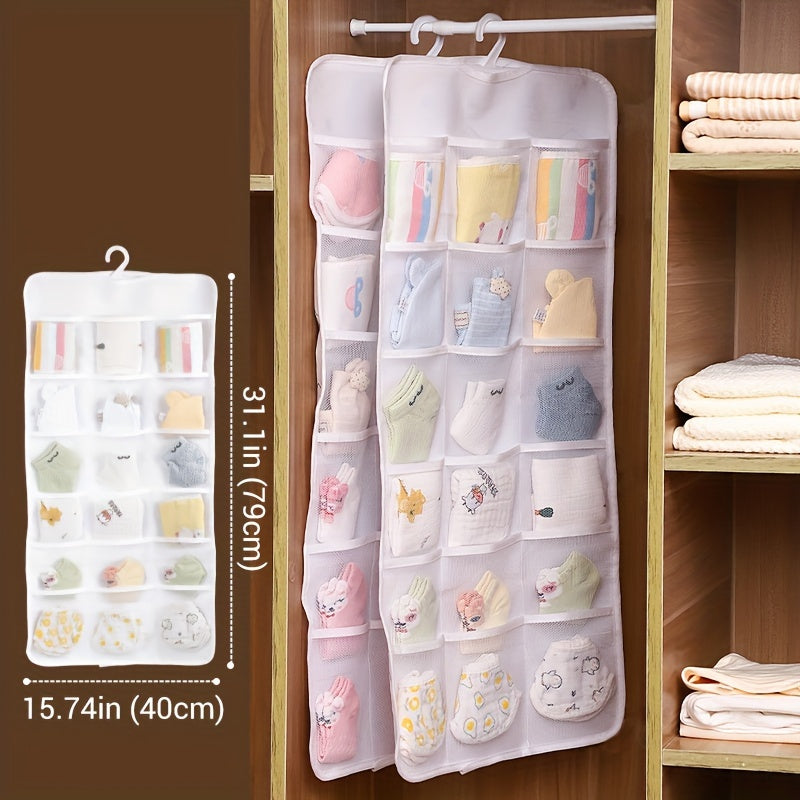 18-Pocket Over-the-Door Organizer - Compact Space-Saving Storage Solution for Nursery and Kids' Room.