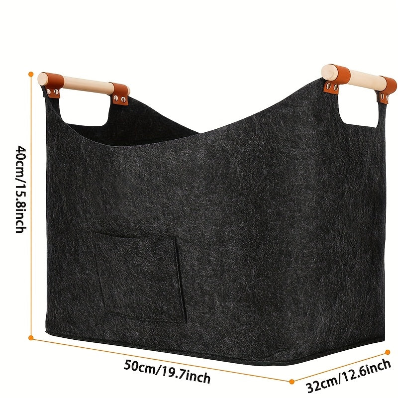 Get ready for winter with our luxurious Extra Large Felt Firewood Basket! This foldable storage bag is perfect for keeping your firewood neatly organized and easily accessible. The reinforced handles make it easy to carry, whether you're bringing in