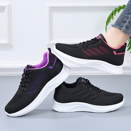 1 Pair Women's Breathable Casual Running Sneakers with PVC Sole for All Seasons