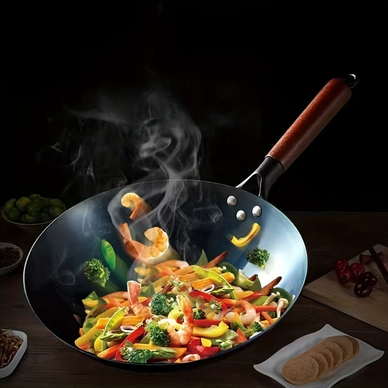 Durable Cast Iron Chef's Pan - Non-Stick and Smokeless Skillet with Comfortable Ergonomic Handle for Gas, Induction, and Stove Tops - Multi-Purpose Cookware for Cooking Eggs, Steaks, and Stir Fry dishes.