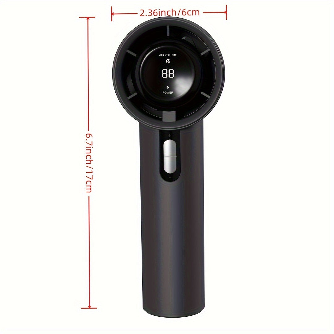 Adjustable speed settings handheld fan, rechargeable via USB, ideal for outdoor use, students, and as a gift, with long-lasting battery life.