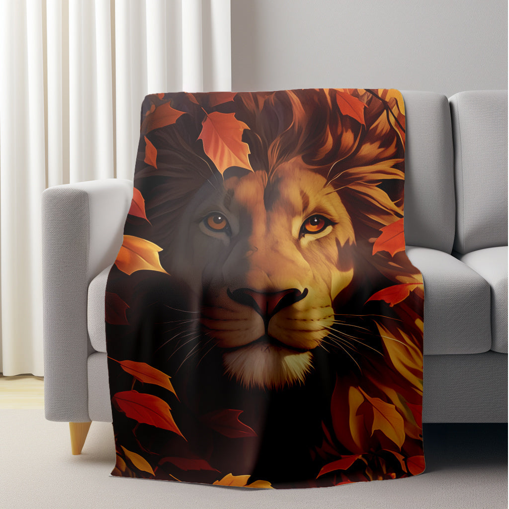 Stay cozy this fall with our Autumn Lion Portrait Flannel Throw Blanket. This contemporary-style blanket is perfect for all seasons and is designed to be anti-tear. Featuring a digital print of a majestic lion, this blanket is made from soft, warm