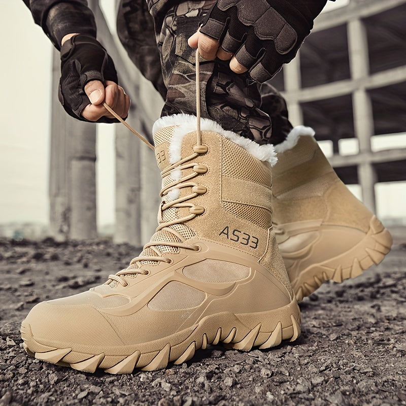 Men's durable snow boots for winter outdoor activities.