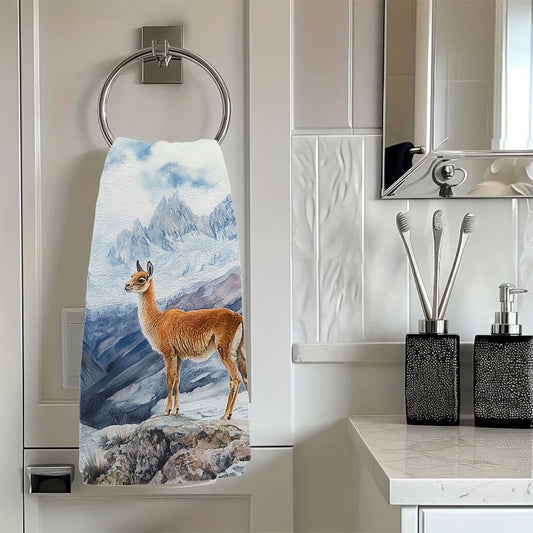 Set of 2 Luxuriously Soft Kitchen Towels - Featuring Majestic Vicuña & Andes Watercolor Design, Exceptionally Absorbent & Easy to Clean Dish Hand Towels, Modern and Stylish, 40.64x60.96 cm - Perfect for Holiday Decor and Everyday Use