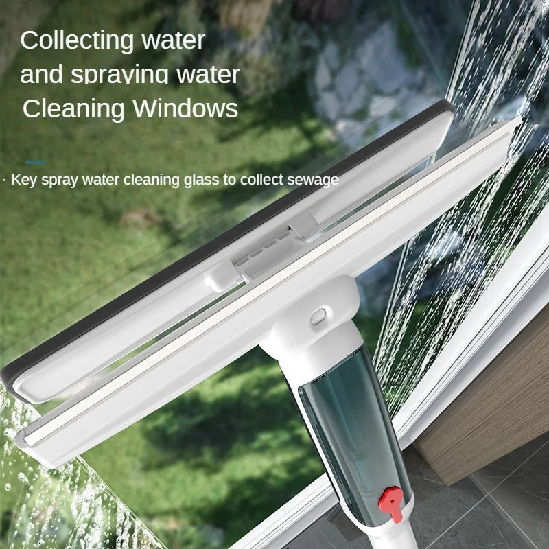 Multi-Purpose Window Cleaning Wiper with Extendable 189.99 cm Long Handle, featuring Multi-Function Spray and Water Purification System. Made of Durable Plastic Material, this tool is perfect for Home and Car Use, specially designed for High-Rise Glass