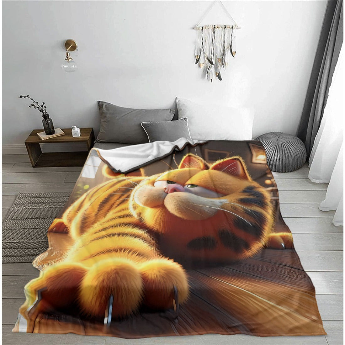 Stay cozy and stylish with our Cartoon Print Soft Comfort Fleece Throw Blanket. This contemporary design is perfect for all seasons and is made from high-quality polyester fabric weighing 200-250g. Ideal for use in the home, including the bedroom, guest