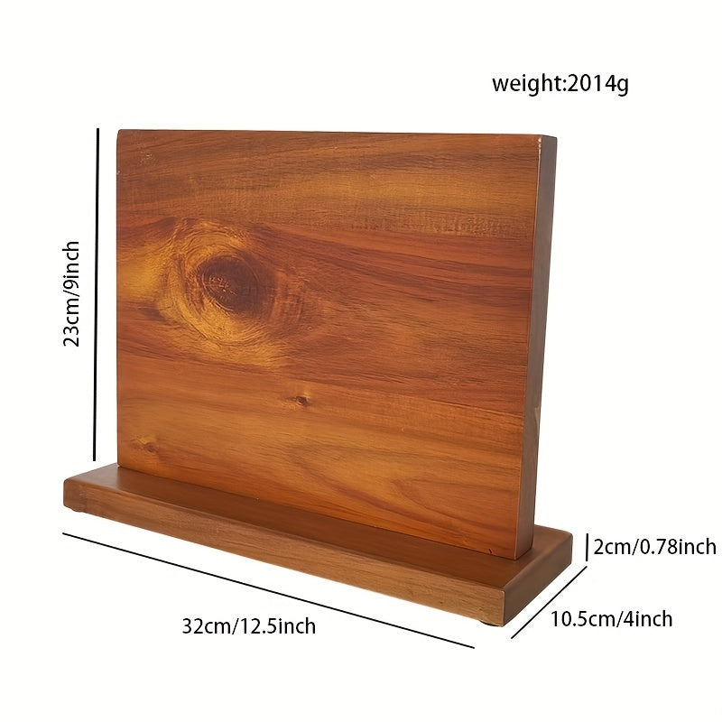 Thickened and Enlarged Acacia Wood Double-Sided Magnetic Knife Holder for Kitchen Knives and Scissors, Non-Food Contact Log Organizer, Perfect for Holiday Gifting.