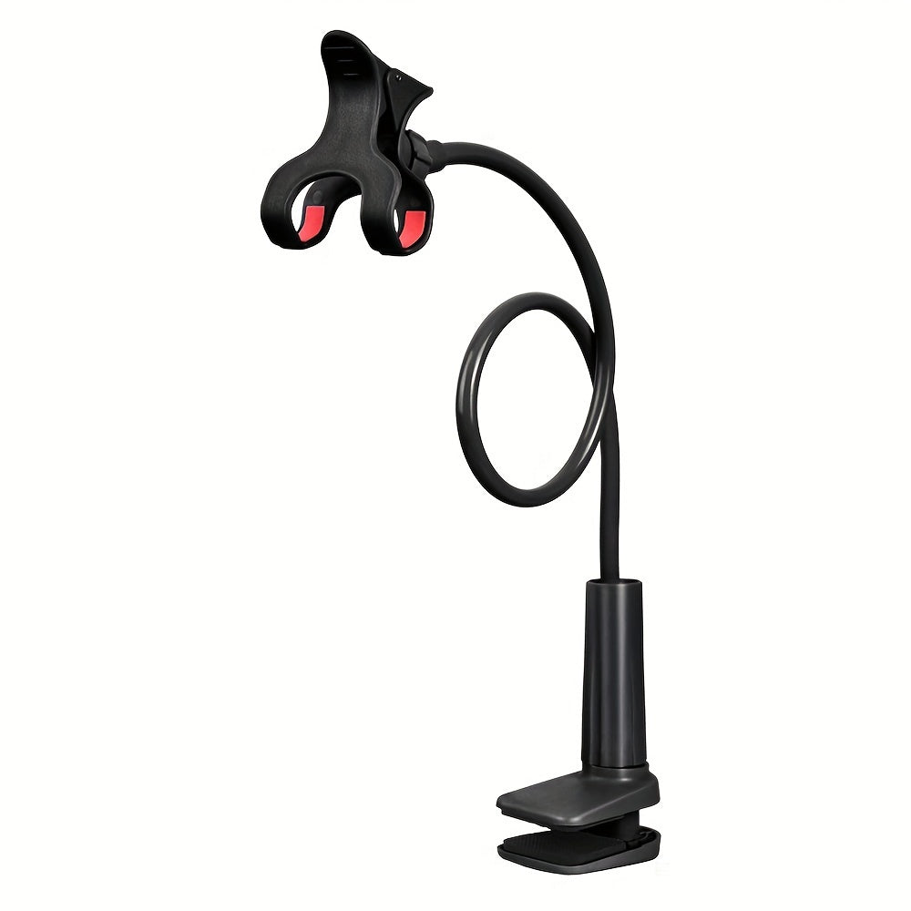 Flexible gooseneck phone holder stand for hands-free use in bed, desk, or office.