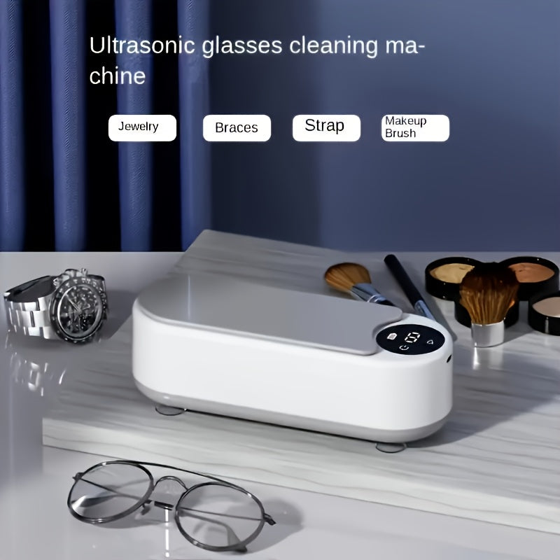 1pc USB Ultrasonic Cleaner for Glasses and Jewelry, rechargeable battery, high-frequency vibration, chemical-free cleaning for watches and makeup brushes.