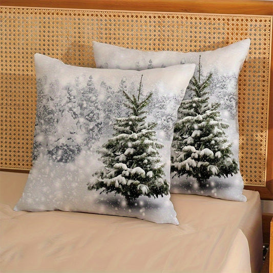 Decorate your sofa or bed with our Winter Snowflake & Tree Decorative Throw Pillow Covers. Made of soft polyester material, these covers feature a zip closure for easy removal and are machine washable for convenience. Available in sizes 16x16, 18x18, and