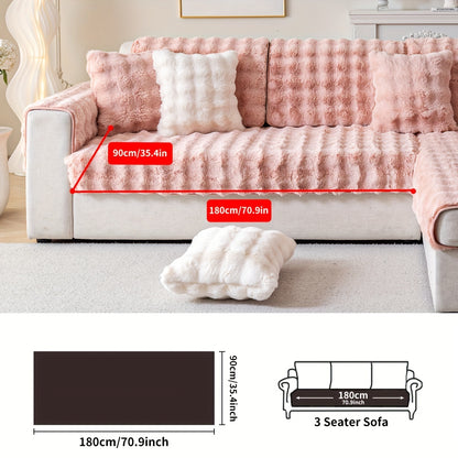 1pc Thick Plush Sofa Cover - Imitation Rabbit Material, Perfect for Winter, Protects Furniture in Bedroom, Office, Living Room.