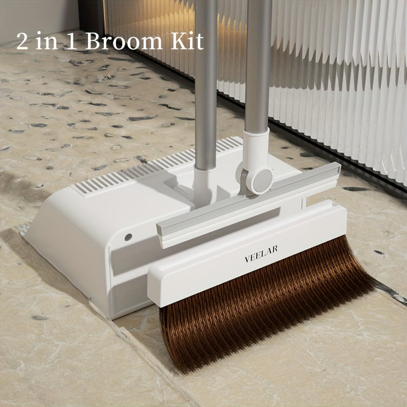 Introducing the versatile 2-in-1 Magic Broom and Scraper Set, a must-have cleaning kit for all your household needs. This multi-functional tool is perfect for tackling floors, showers, glass, and tiles with ease. Say goodbye to water, dust, and pet hair