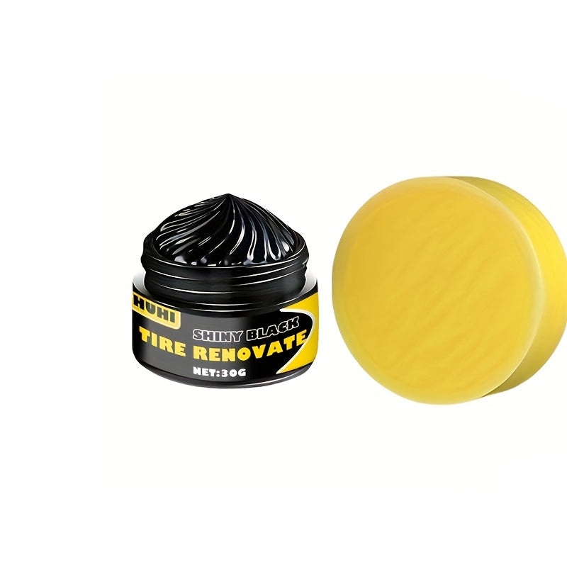 HUI Tire Renewal Wax: Shiny, long-lasting protection for car and motorcycle tires. Restores appearance, covers white hair, prevents cracking and aging. 30g size.