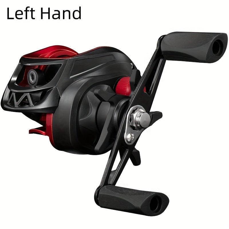 High-Strength BR Black & Red Baitcasting Fishing Reel - lightweight design, durable nylon body with metal spool, versatile for freshwater & saltwater fishing.