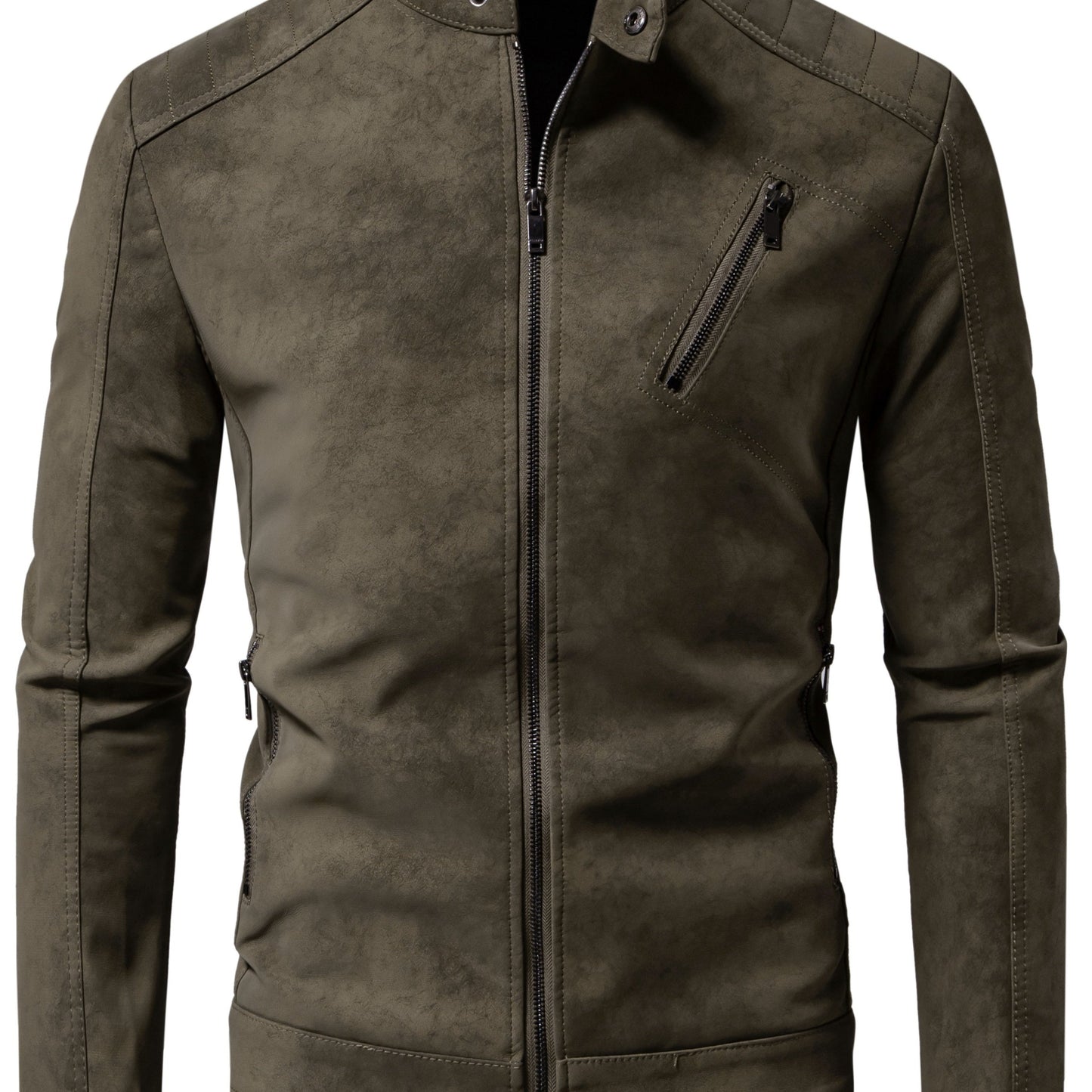 Men's retro bomber jacket made of imitation suede PU leather, ideal as a gift.