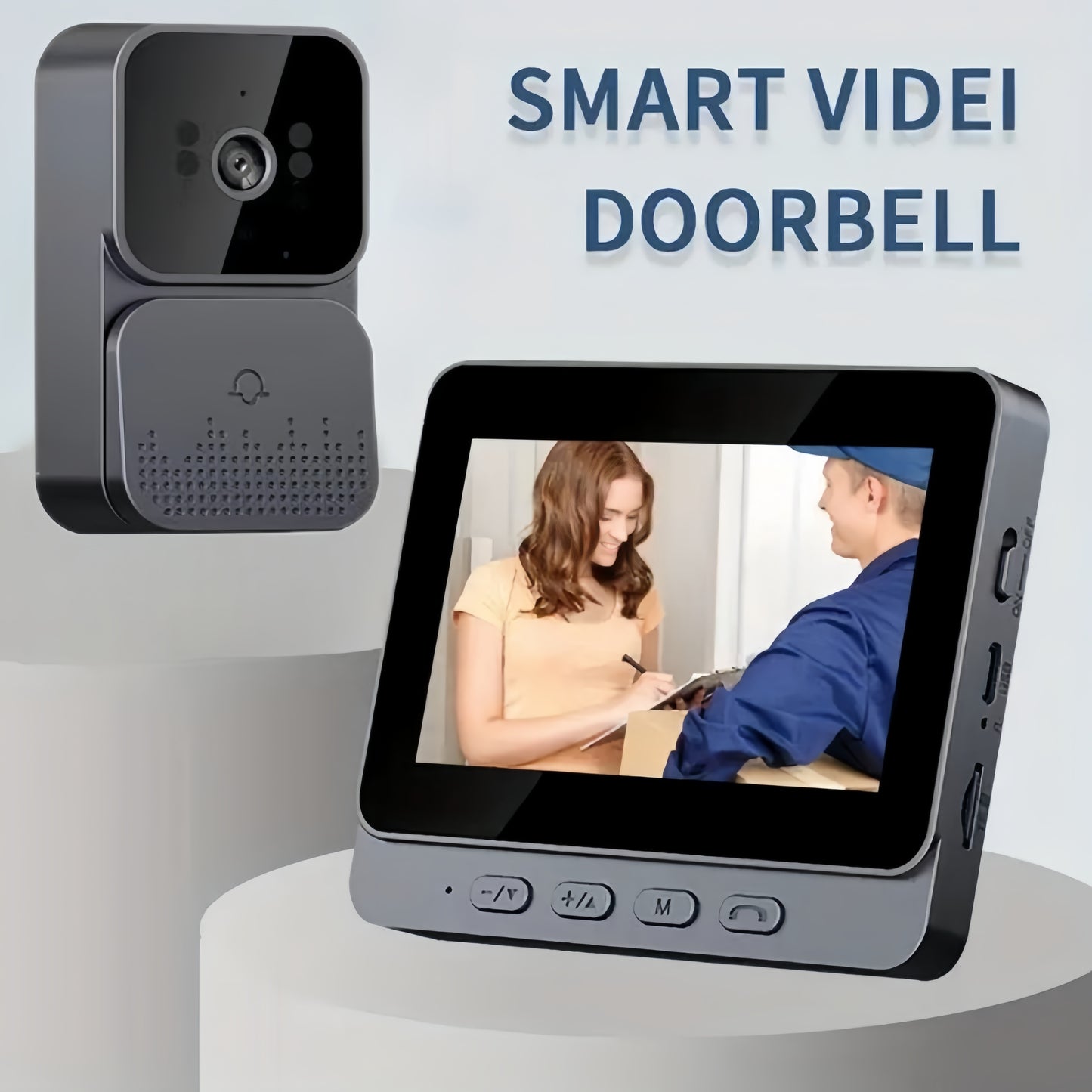 4.3-Inch Video Doorbell Intercom System with 1080P Camera, Monitor, IR Night Vision, 2-Way Intercom, No Wifi Needed.