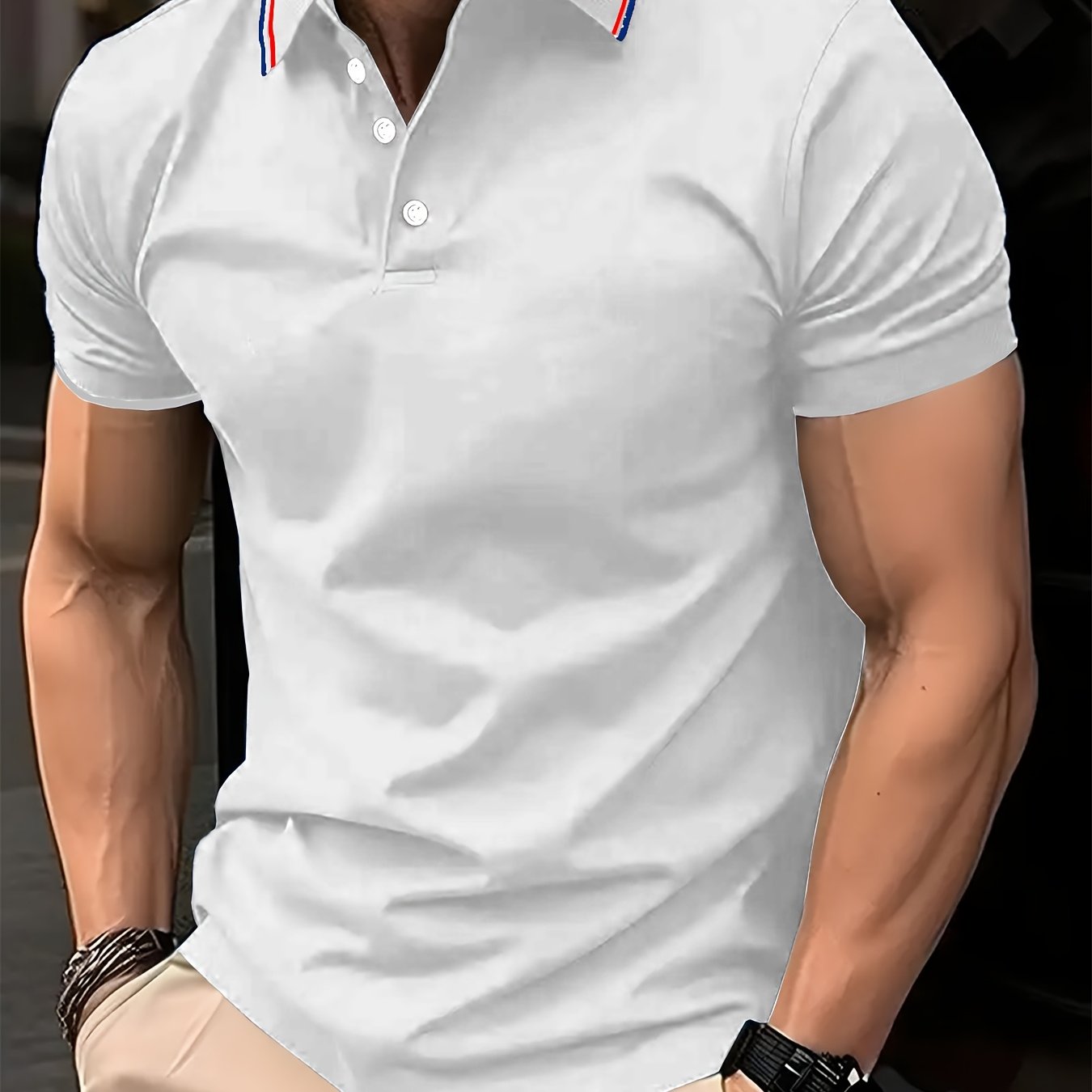 Polo shirt with contrasting collar for men