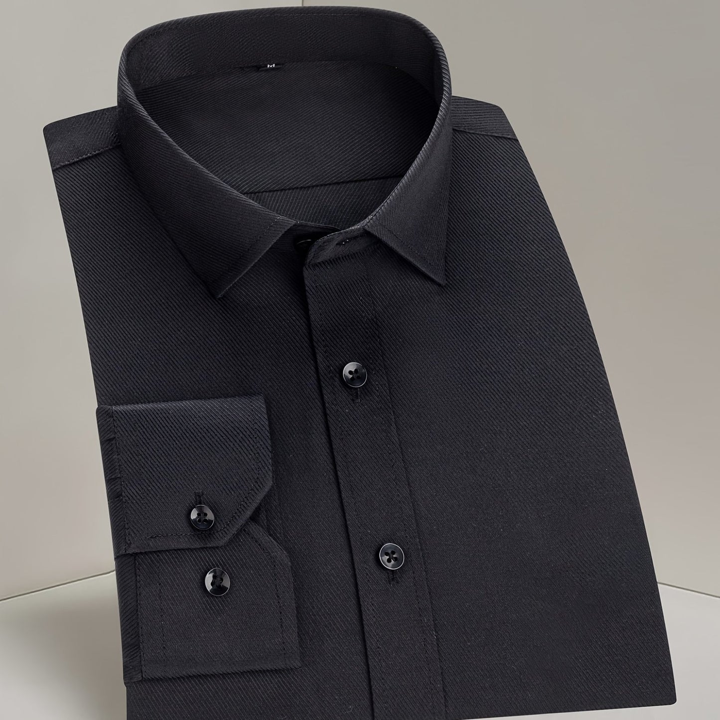 Men's classic long sleeve button up dress shirt in solid color, perfect for business and formal events.