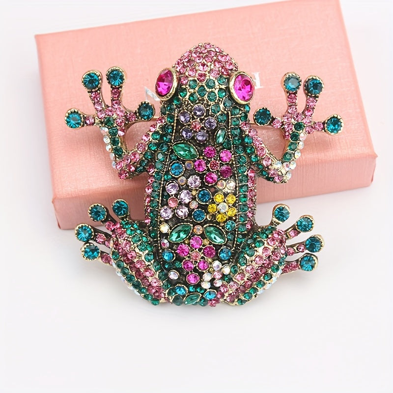 Newly Stocked European and American Heavy Industry Diamond-Encrusted Frog Brooch - A Popular Fashionable Retro Choice