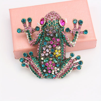 Newly Stocked European and American Heavy Industry Diamond-Encrusted Frog Brooch - A Popular Fashionable Retro Choice