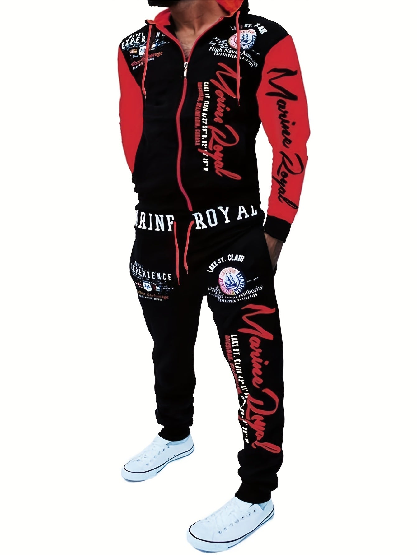 Men's Casual Tracksuit with Hood and Elastic Waistband