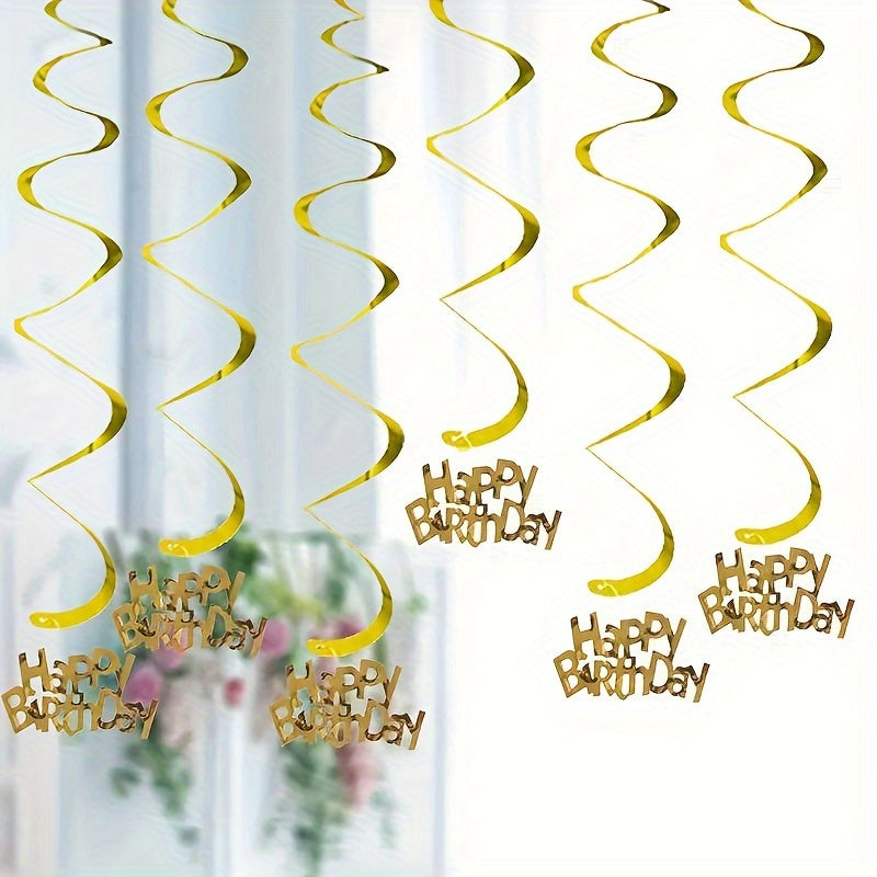 6pcs Golden Spiral Hanging Decorations, Perfect for Parties and Celebrations - Festive Holiday Accessory