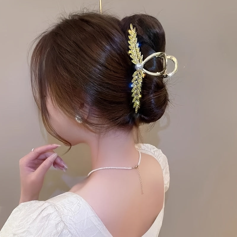 1 elegant retro premium sequined wheat ear hair claw clip for ladies and girls, perfect for princess-style casual hair accessories and gift photo props.