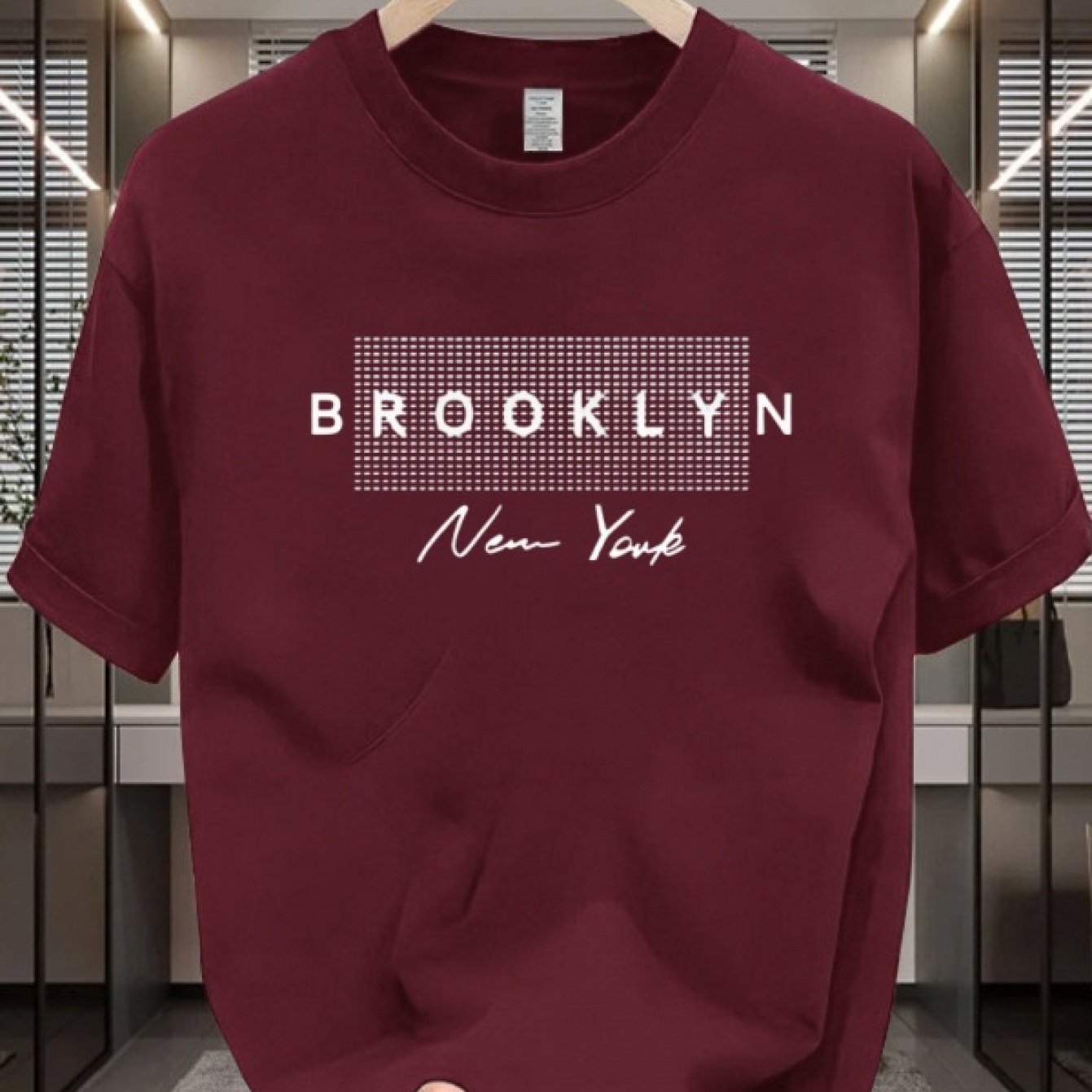 Brooklyn NYC Graphic Cotton Tee for Men, Crew Neck, Short Sleeve, 100% Cotton, Comfort Fit, 200gsm