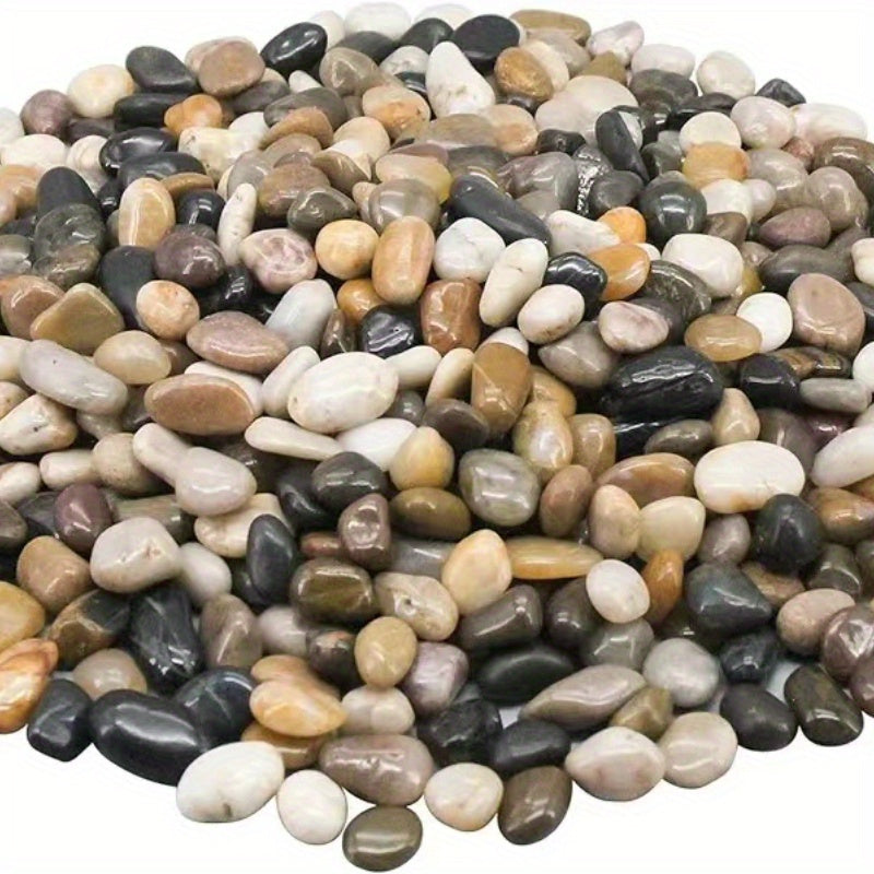 500g/1.1lb Natural Stone Pebbles - Perfect for Aquariums, Gardens, Flower Beds, and Succulent Planting - Black, Brown, White, and Gray Shades, Aquarium Decorations