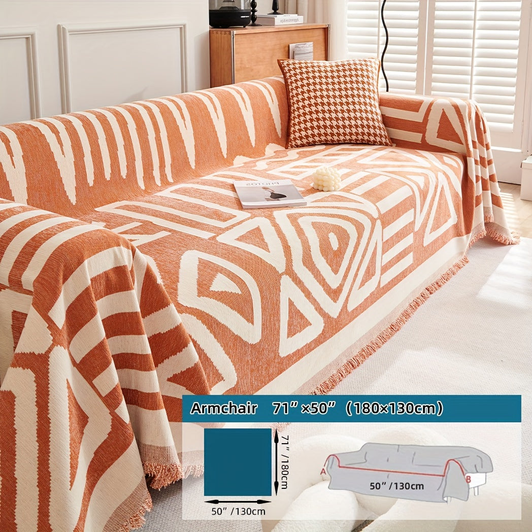 1pc Boho Style Sofa Cover for Bedroom Living Room Home Decor, Anti Pet Scratch and Anti-dirty Non-slip Slipcover Protector.