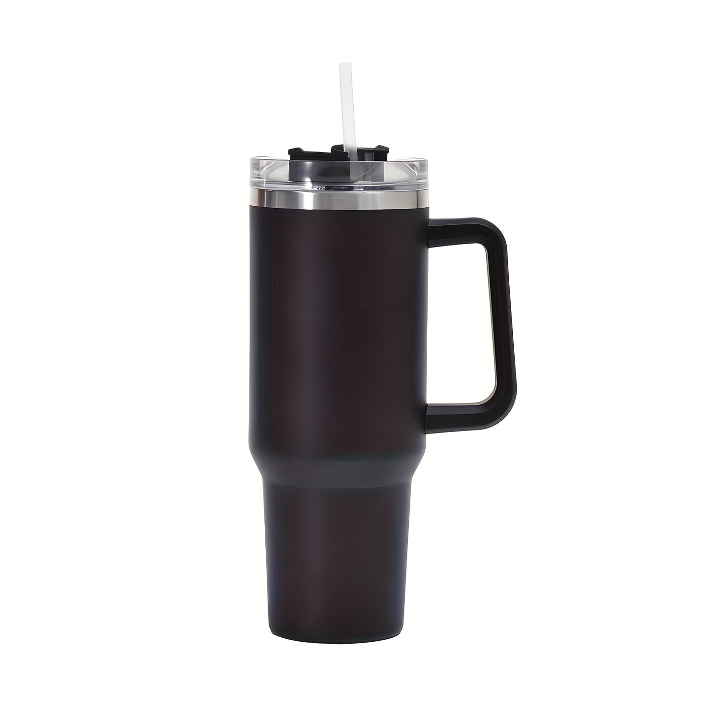 Reusable 40oz stainless steel tumbler with straw, double wall insulation, and handle. Great gift for teachers.